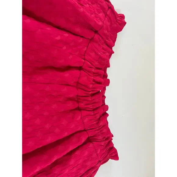 Merlette Smocked Waist Textured Shorts 4 inch Womens Medium Hot Pink Beach Artsy - Picture 8 of 15